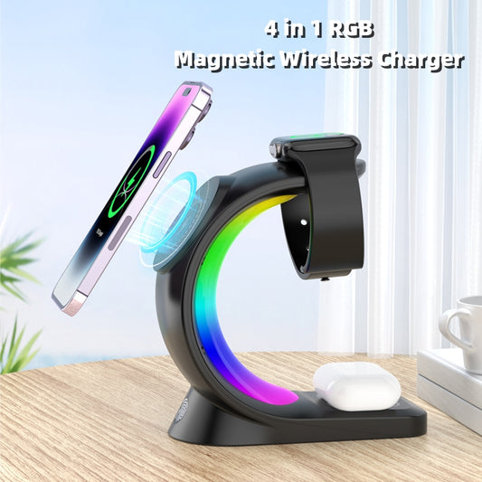 3 In 1 Magnetic Wireless Charger with Atmosphere Light